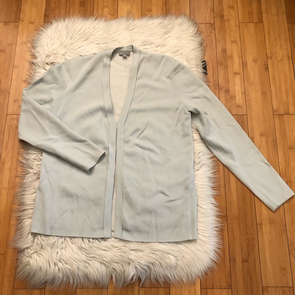 COS Open Front Long Sleeves Light Grey Sage Knit Cardigan size S